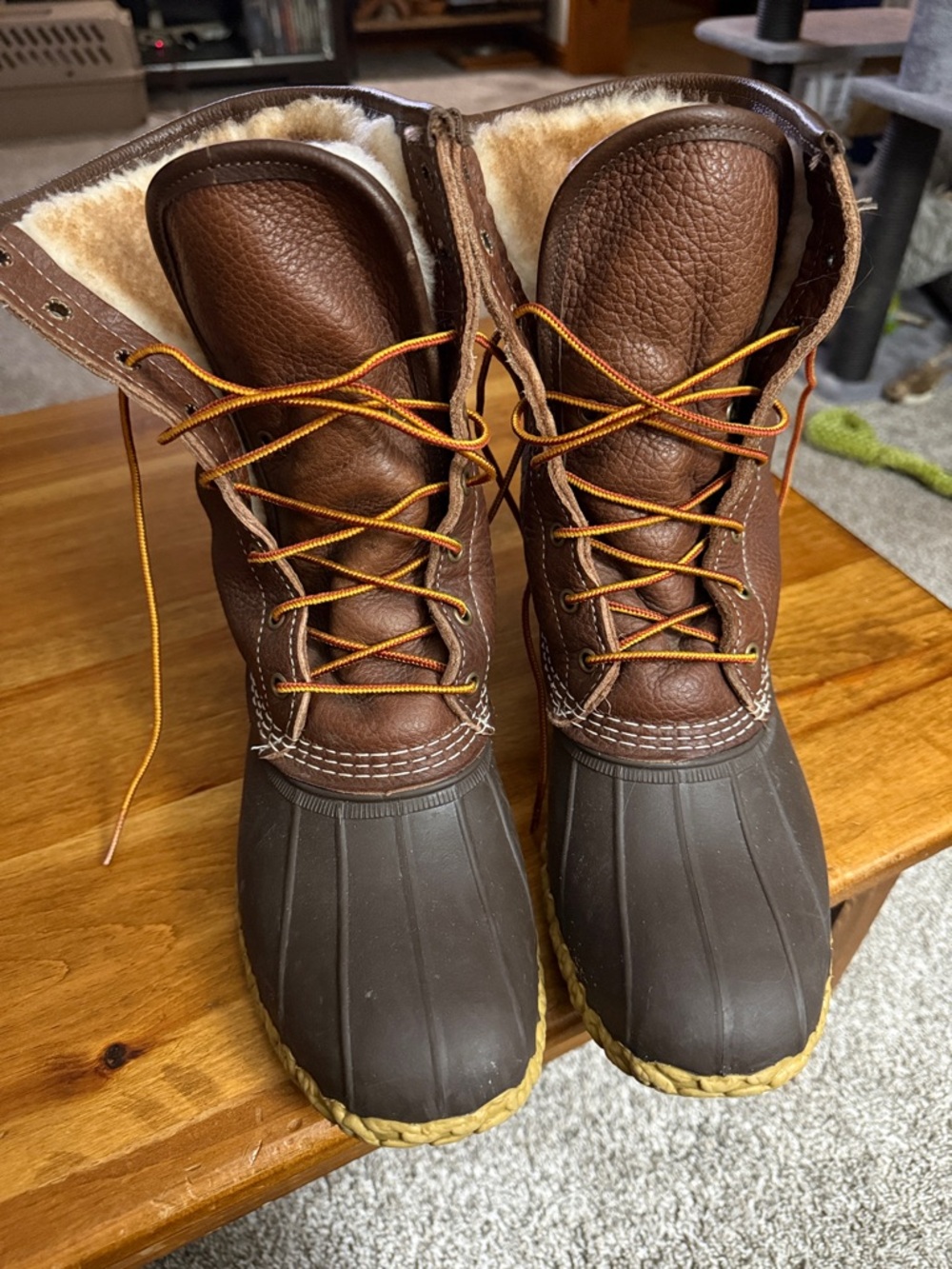 L.L. Bean Brown Leather and Dark Brown Rubber Insulated Snow/Rain Boots